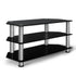 Tempered Glass Entertainment Unit TV Stand Media Shelves 3 Tiers